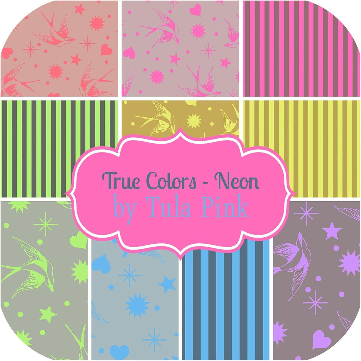 Neon True Colors Fat Quarter Bundle Tula Pink 21.00" x 18.00" DIY