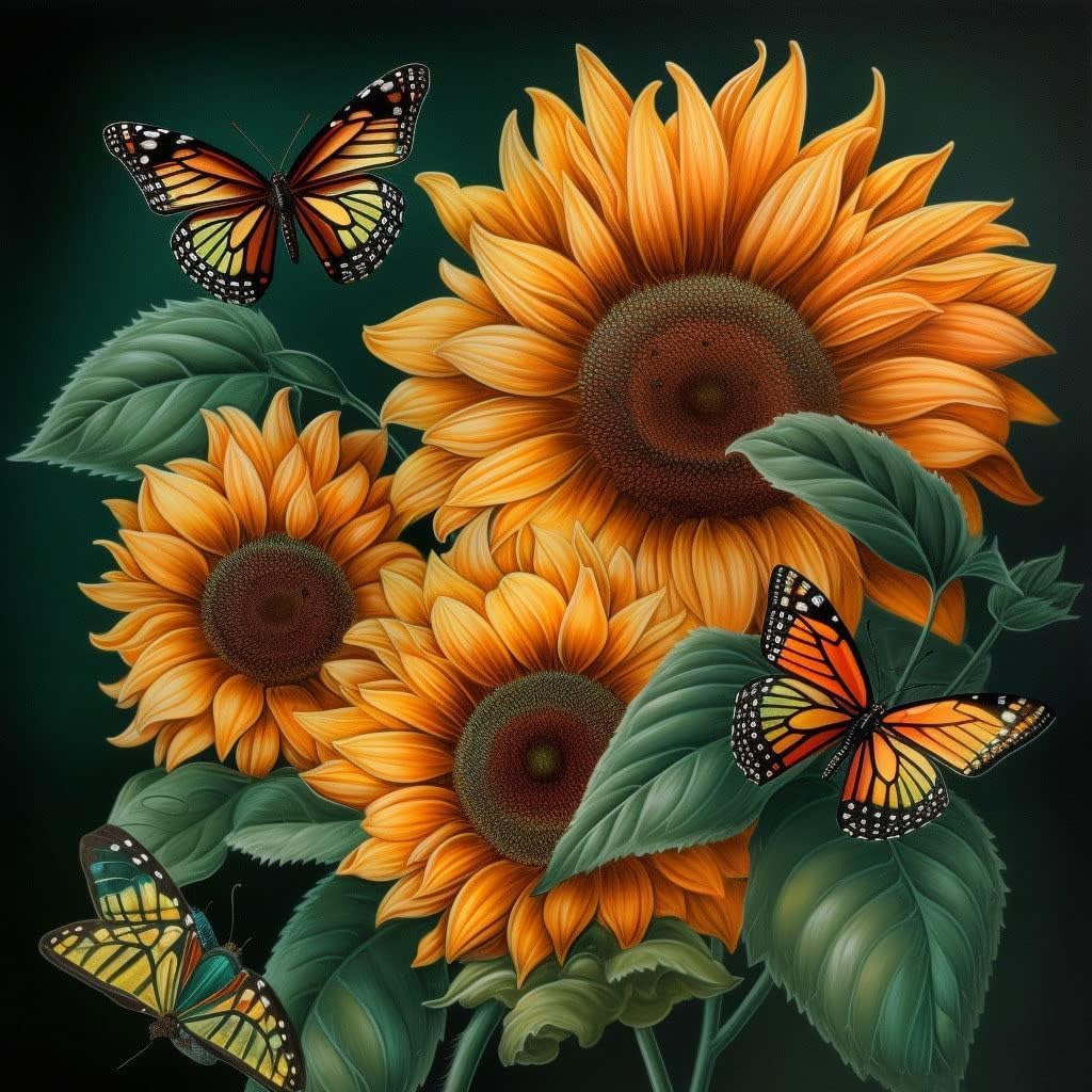 WUSARPLY Sunflowers Stamped Cross Stitch Kits for Beginners Adults