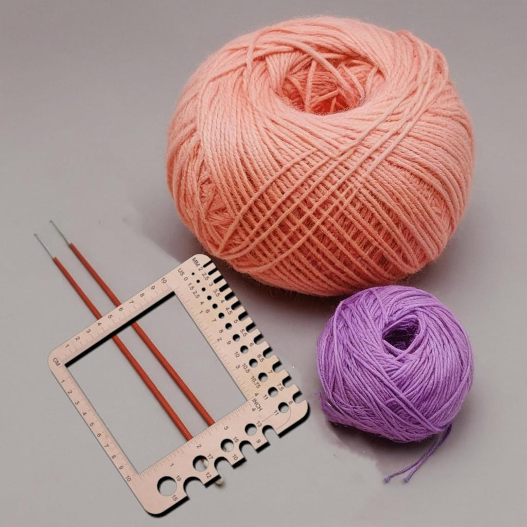 1 Pcs Wooden Knitting Crochet Gauge Ruler Needle Sizer Stitch Counter