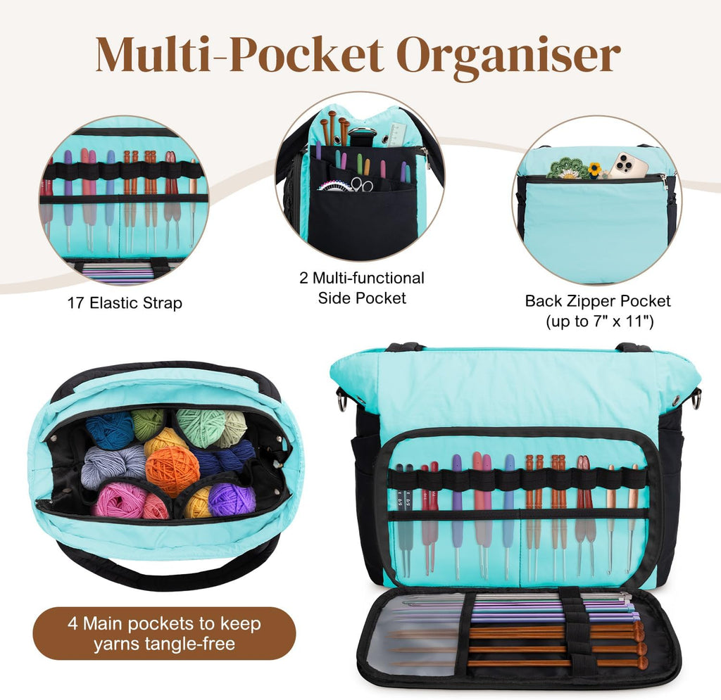 DALINDA Yarn Storage Bag Organizer,Crochet Bag - Portable Yarn Bag &