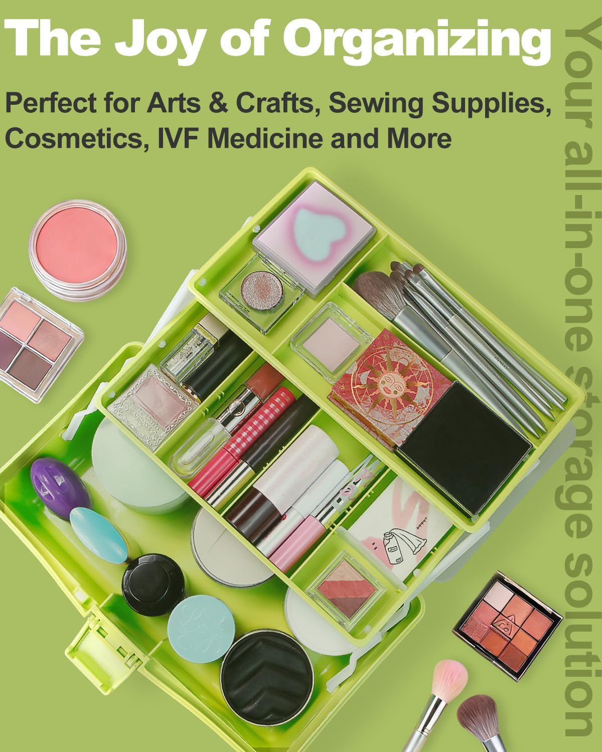 TERGOO 12in 3-Layer Plastic Craft Organizers and Storage, Portable