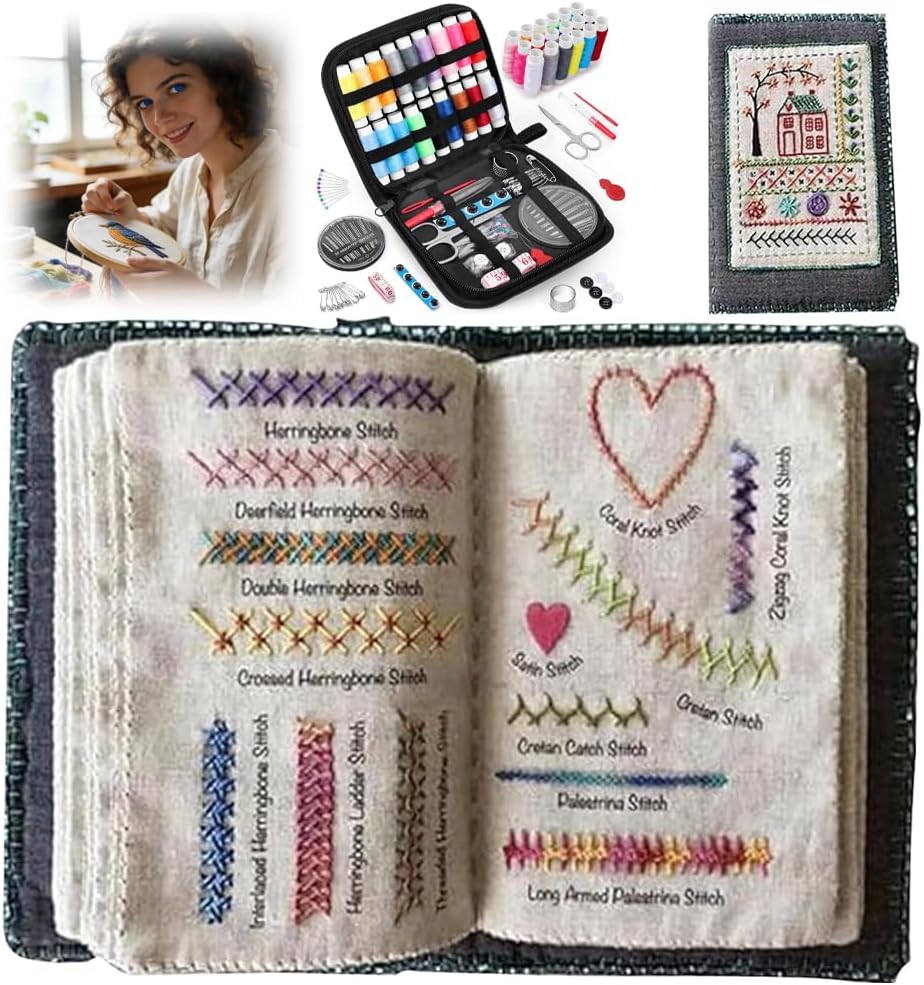 OYSMY Embroidery Stitch Book Kit,2026 New Embroidery Kit with 86 PCS