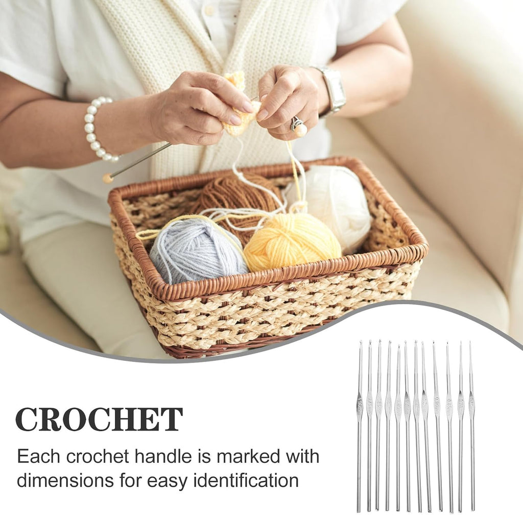 Veemoon 3 Sets Lace Crochet Hook Set, 12 Stainless Steel Needles