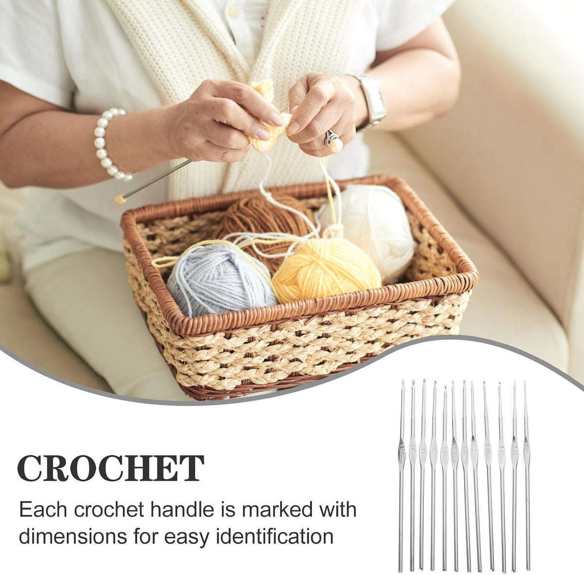Veemoon 3 Sets Lace Crochet Hook Set, 12 Stainless Steel Needles