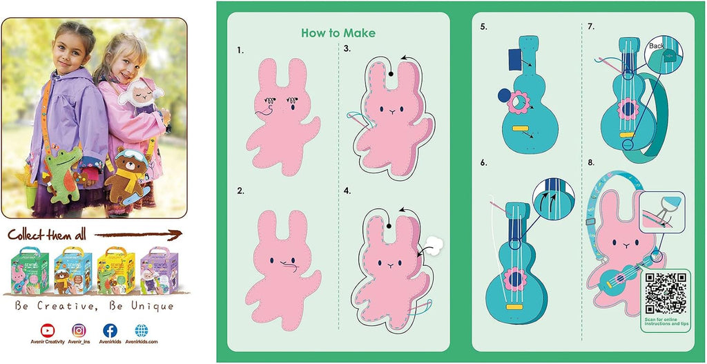 Avenir 6301815 DIY Sewing Kit, Sewing Rabbit with Guitar, Neck Animal