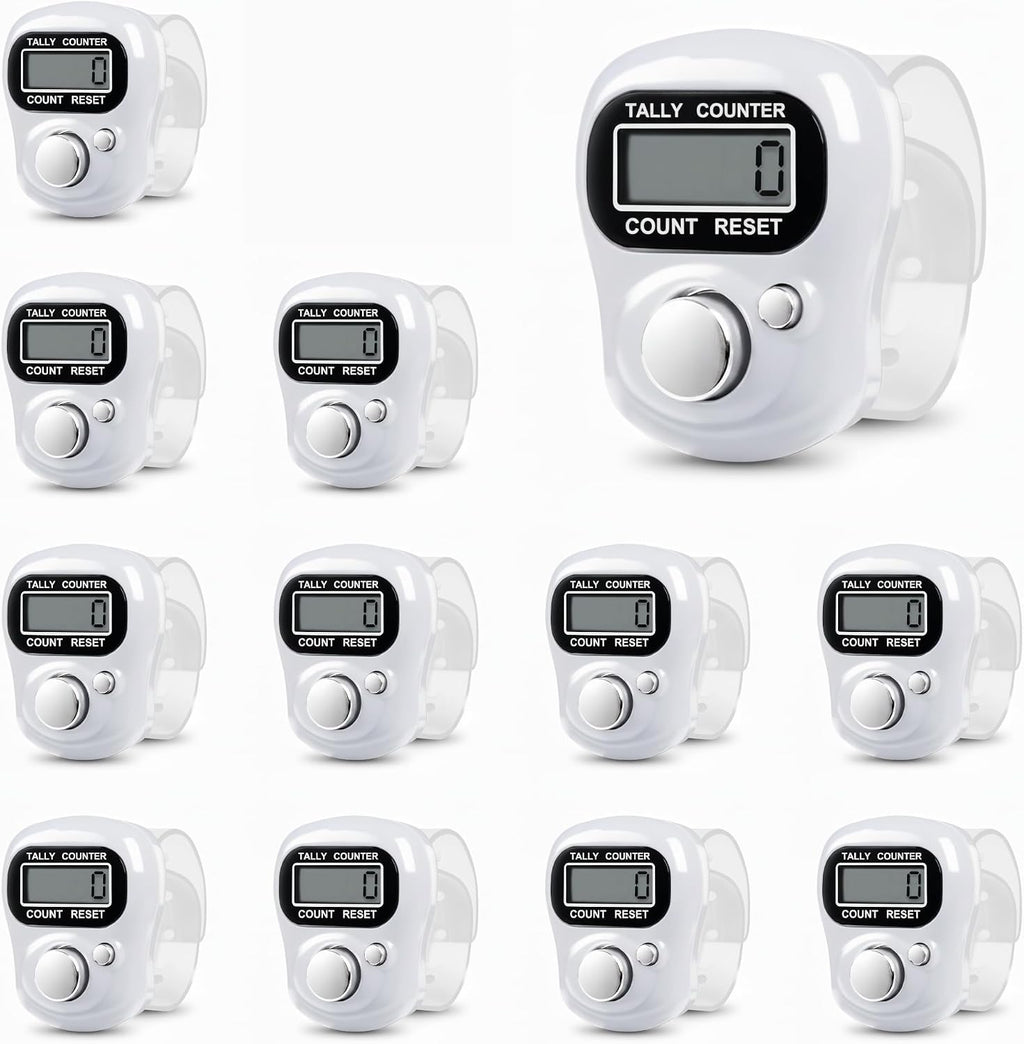 SET OF 12 White Digital Finger Counters | White Tasbih/Dhikr Counters