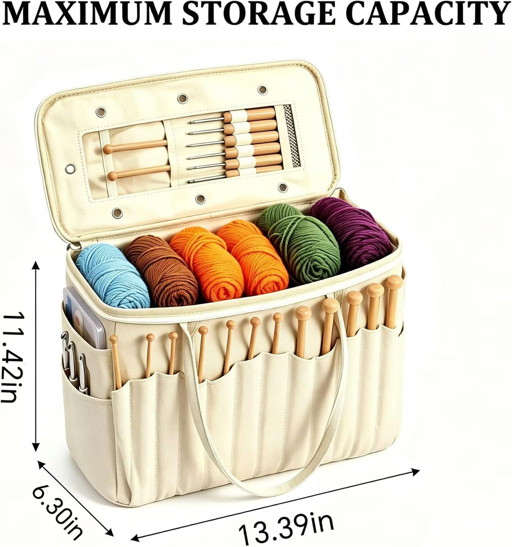 Canvas Yarn Storage Bag, Large Crochet - Knitting Organizer