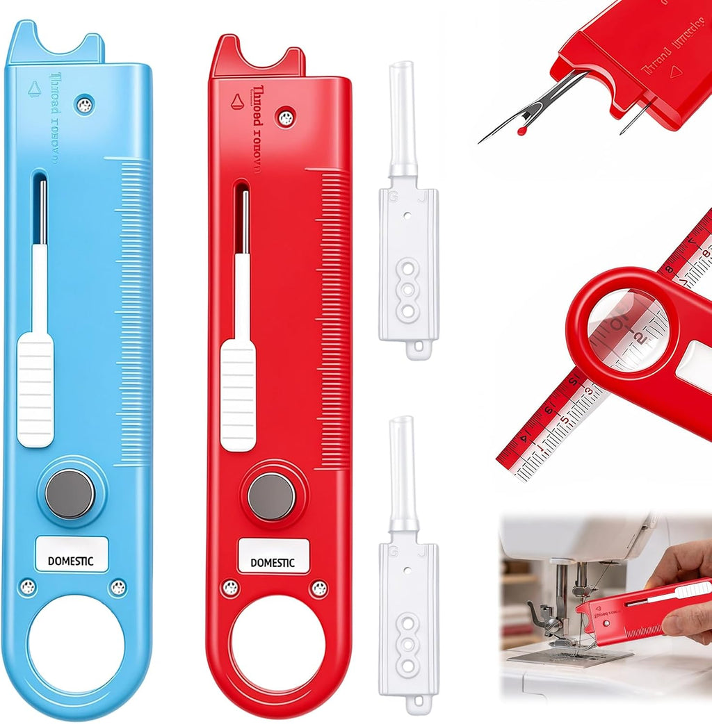 4-in-1 Quick Automatic Needle Threader for Sewing Machine (Red+Blue)