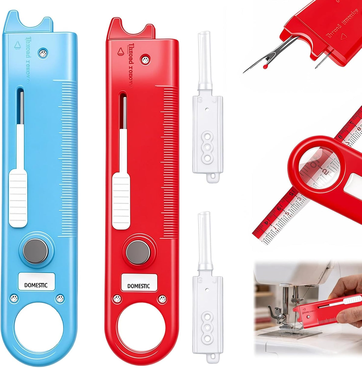 4-in-1 Quick Automatic Needle Threader for Sewing Machine (Red+Blue)