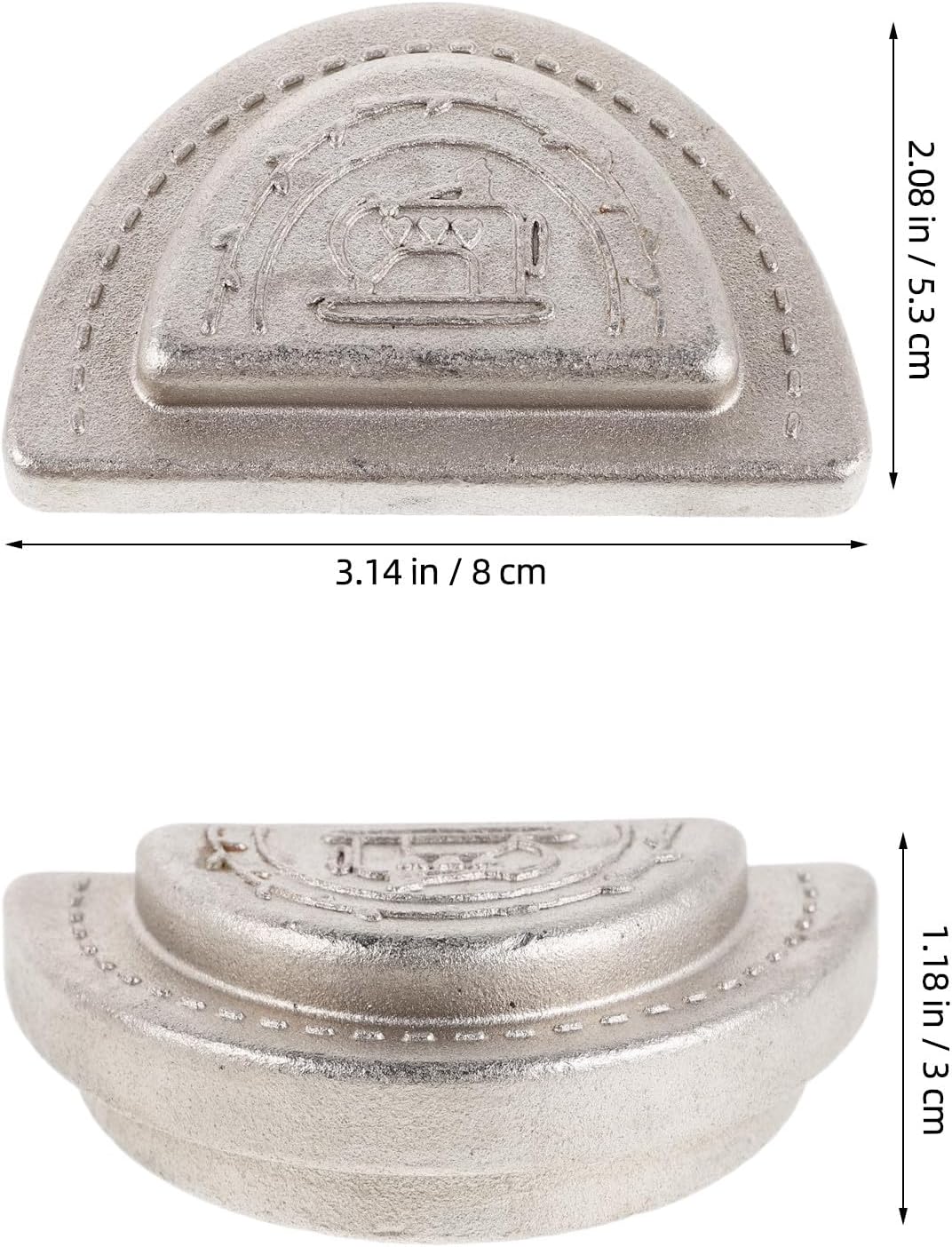 Cast Iron Fabric Pattern Weight for Sewing, Semicircle Silver