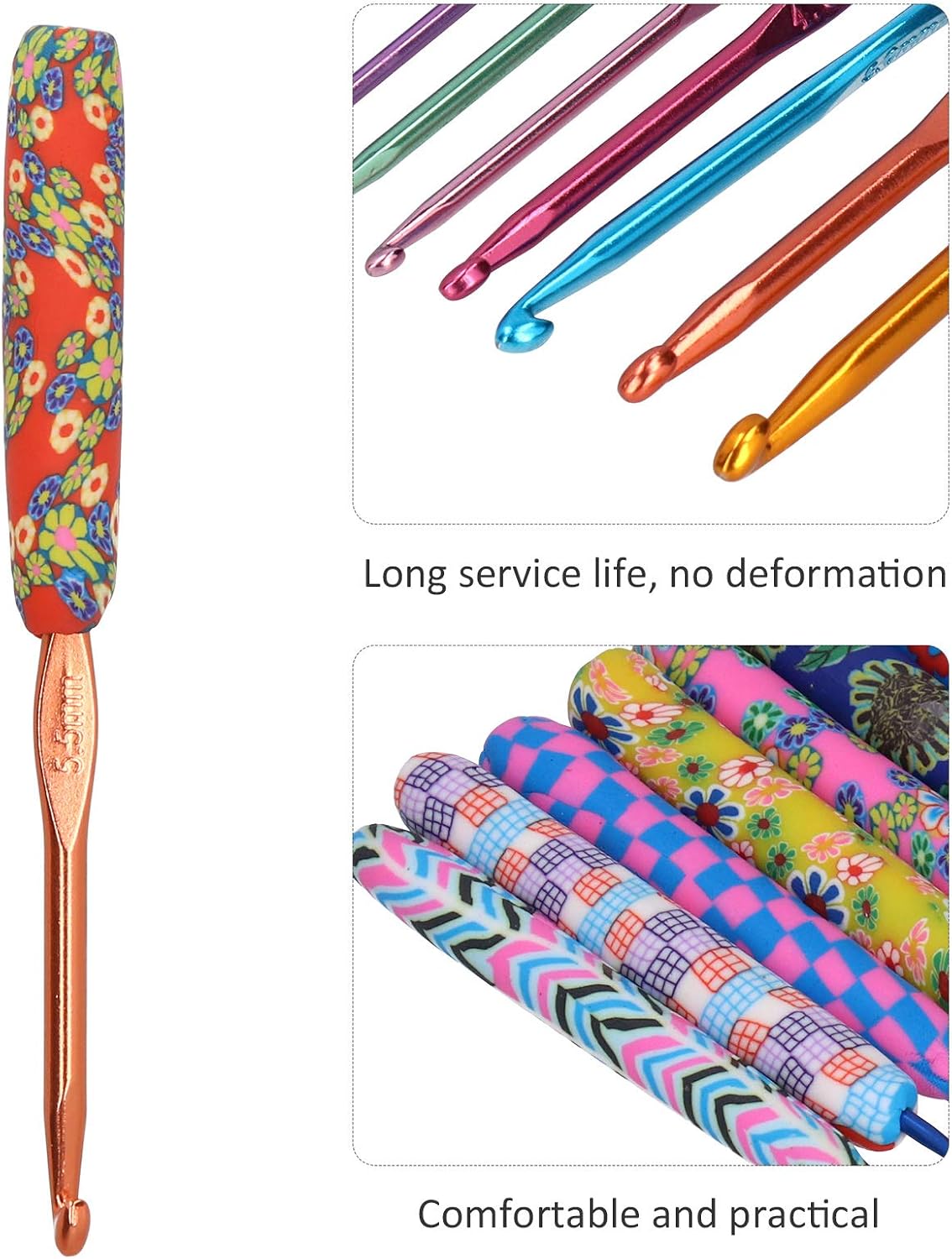 Yosoo Health Gear Crochet Hook Set 9 Sizes 2.0-6.0mm Ergonomic