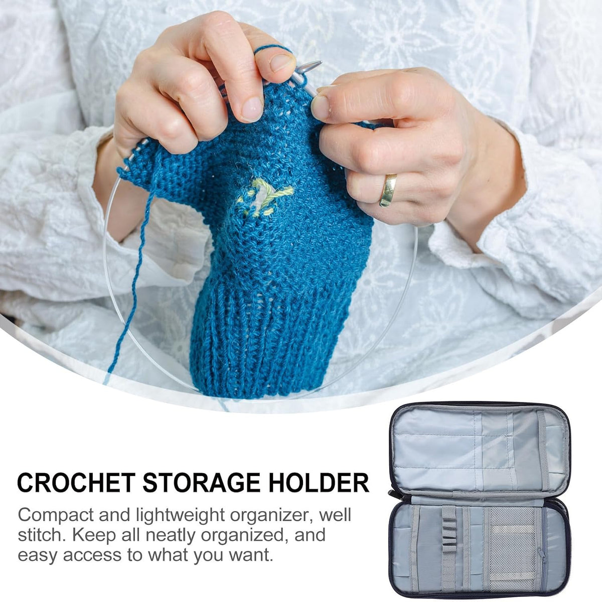 Knitting Needles Pouch Empty Bag Organizer for Crochet Hooks and