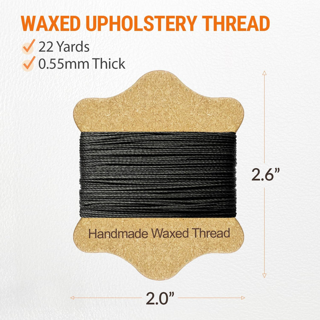 Waxed Sewing Thread (Black Color), Heavy Duty Needles (11 PCS), Large