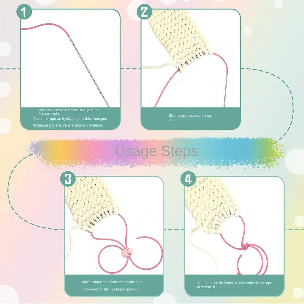 Flexible Knitting Barber Cord, Silicone Hollow Stitches Holders