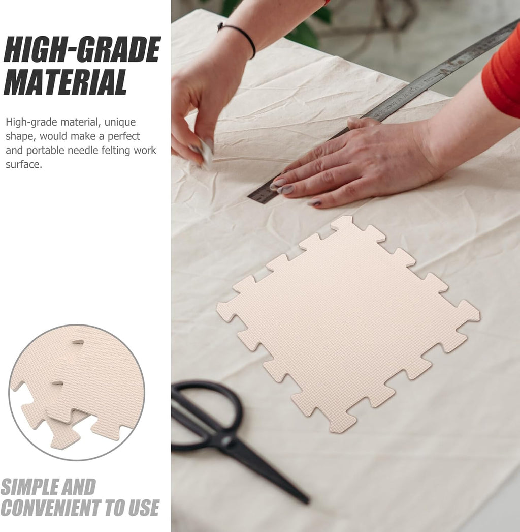 Portable Foam Knitting Blocking Mats Set, 9 Pieces Beige