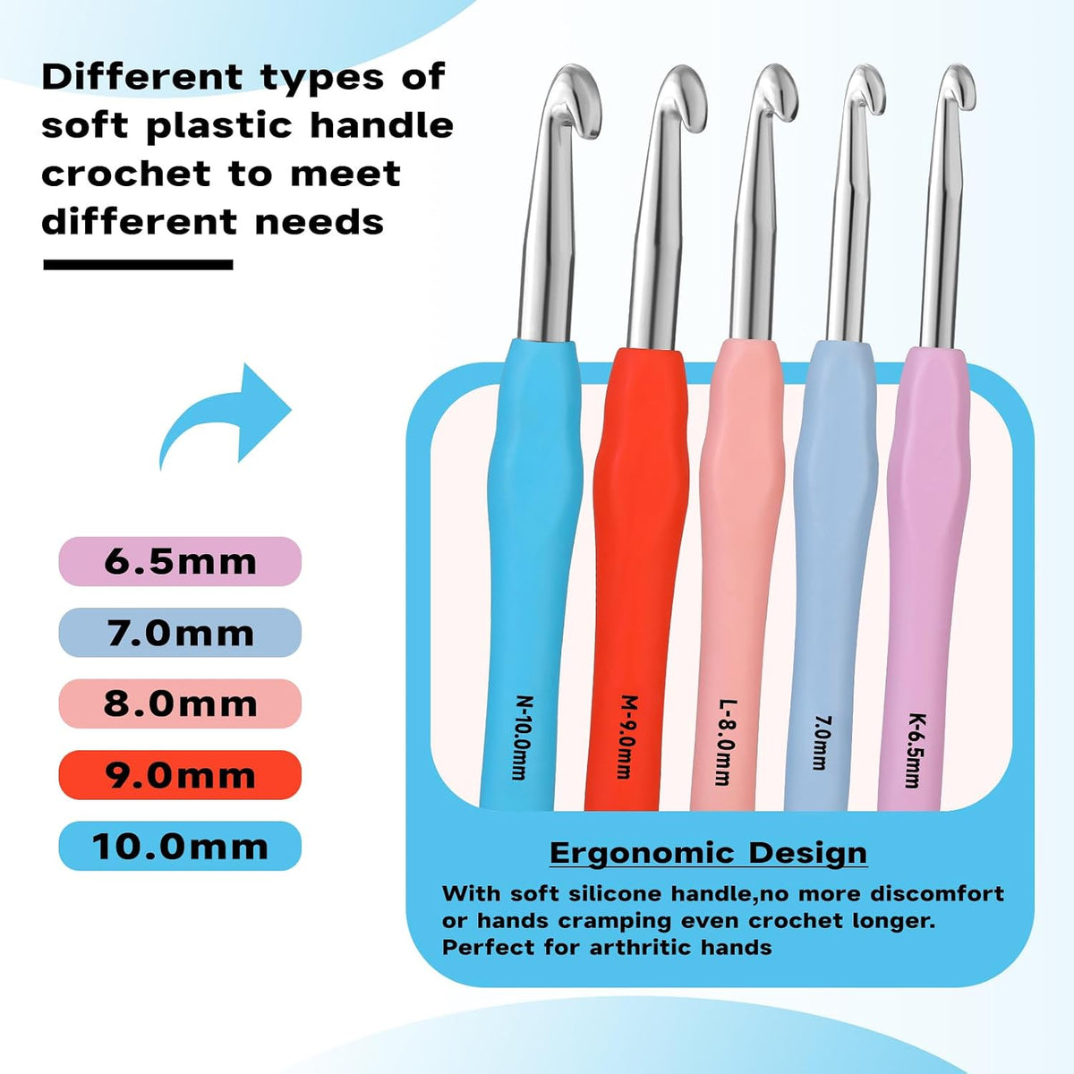 Mayboos 5 Sizes Crochet Hook Set, Large Crochet Hooks