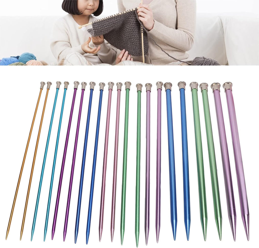 Knitting Needle, 20Pcs Single Pointed Knitting Needles Aluminum DIY