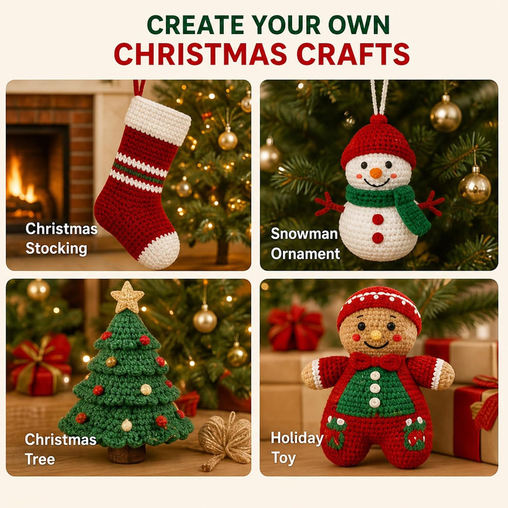 LIHAO Christmas Yarn for Crochet and Knitting, 6 Skeins, Red, Green