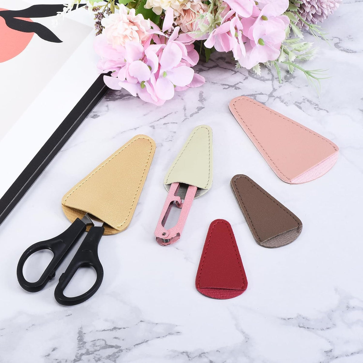 PATIKIL 2.9"x1.5" PU Leather Scissors Sheath 3 Pack Protector Dark