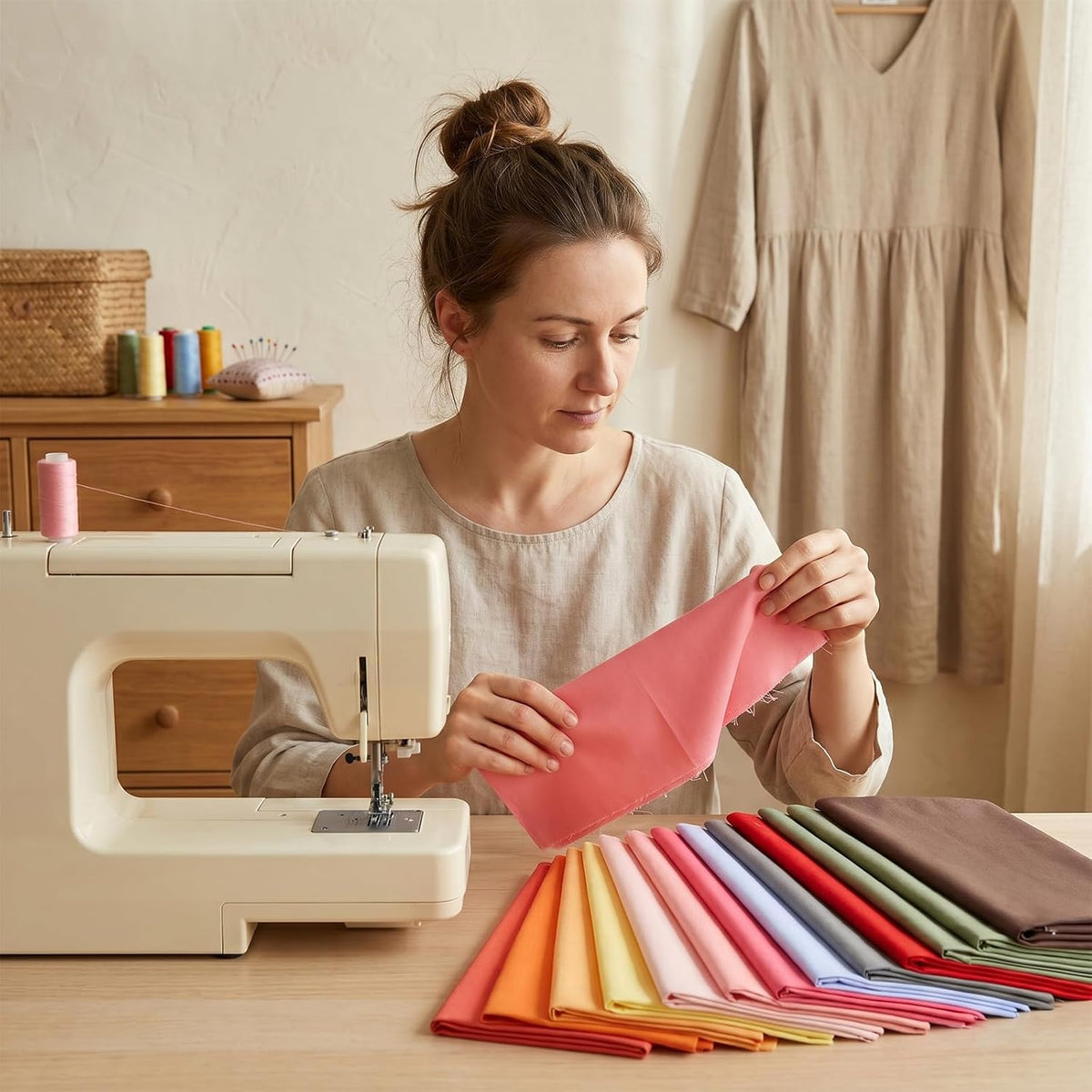 12 Pcs 18 x 22 inch Solid Colors Cotton Fabric Bundles, Solid Precut