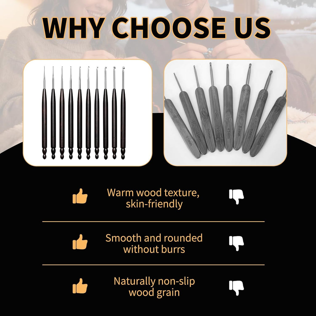 Hssugi 1.25mm Crochet Hooks, Ergonomic Crochet Hooks for Arthritic