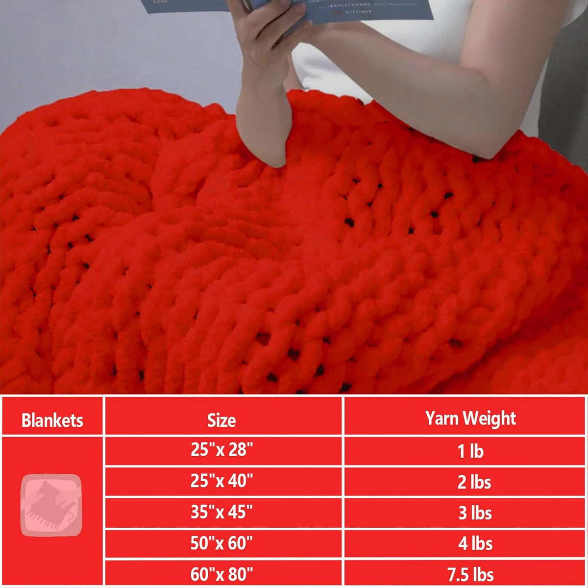 8 Pack Red Chunky Yarn for Hand Knitting, Chunky Chenille Yarn, Jumbo