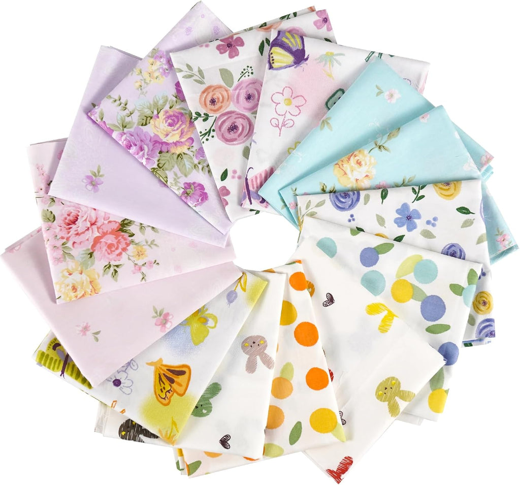 14pcs Fat Quarters 100% Cotton Fabric Bundles Floral Precut Fabric