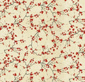 Cotton Lotus Garden Cherry Blossom Gold Metallic Floral Botanical