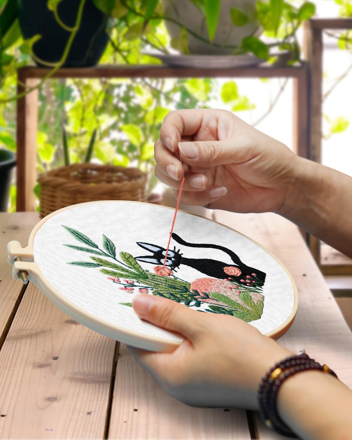 TINDTOP Embroidery Kit for Beginners Adult, Cat Embroidery Kit