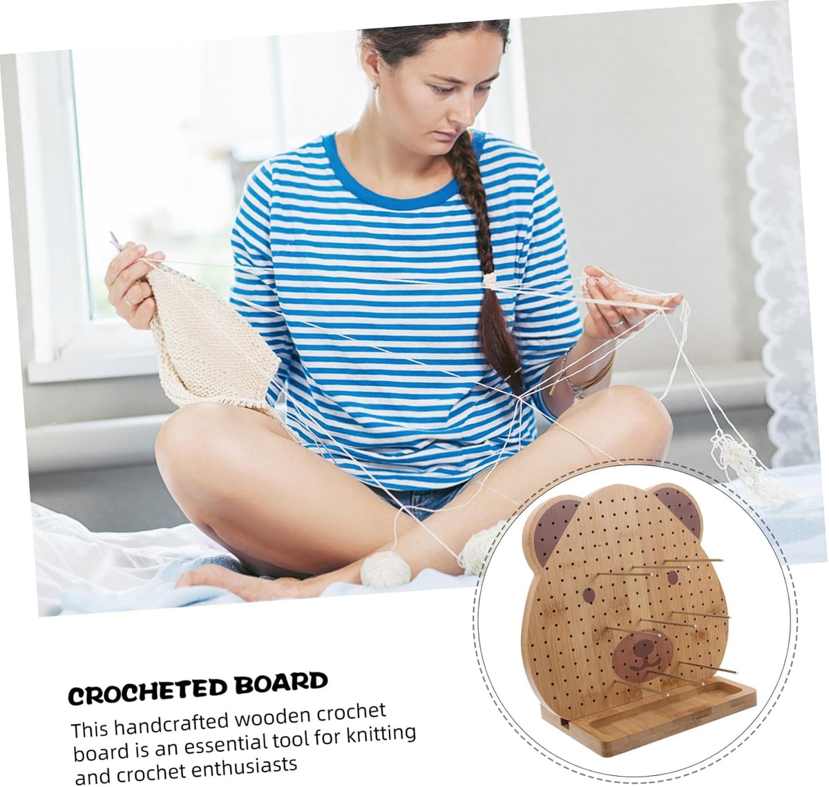 Wooden Crochet Blocking Board Set for Fiber Crafters, Adjustable Pins