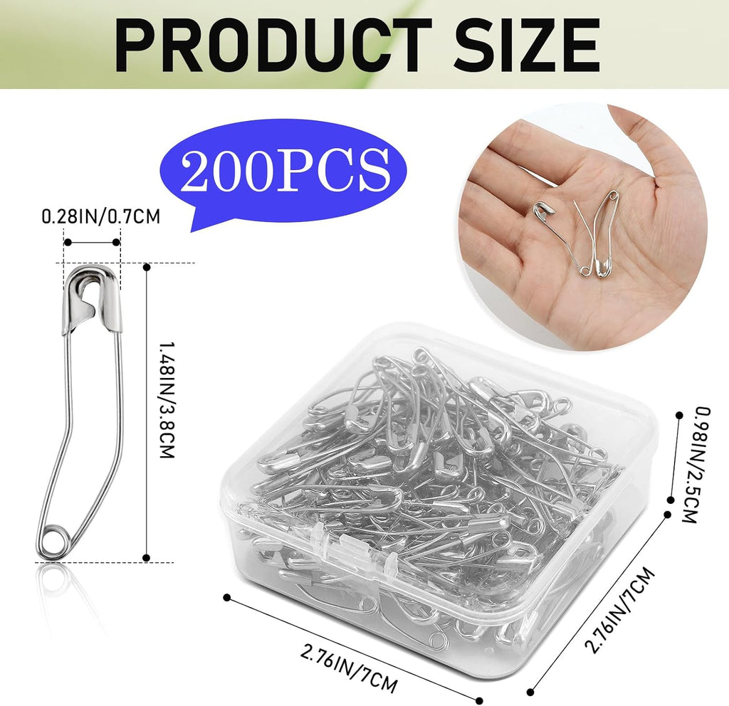 200pcs Quilting Safety Pins Curved - 1.5 Inch Extra Long Bent Safety