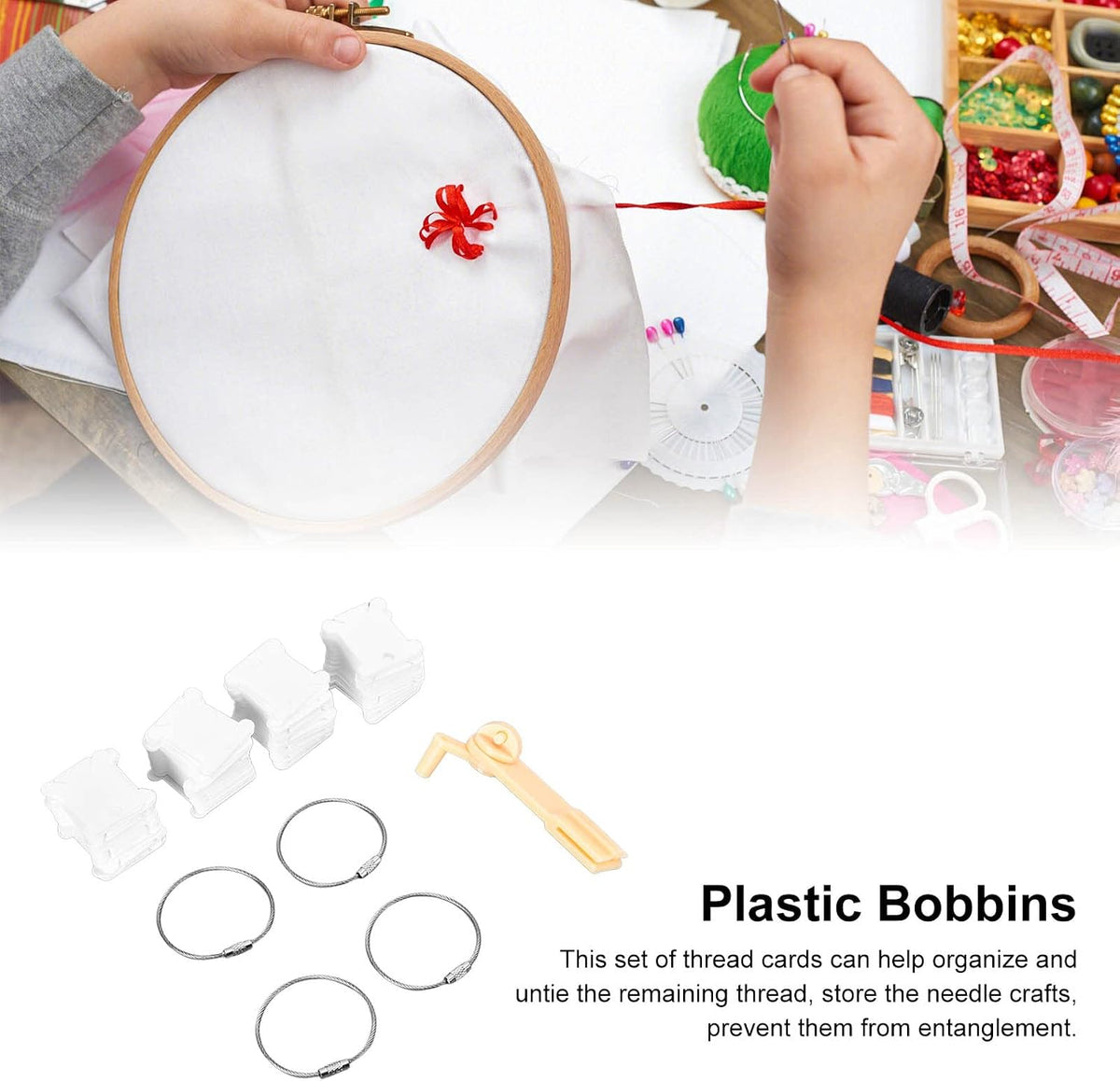 120PCS Plastic Floss Bobbins with 1 PCS Bobbin Winder, Embroidery