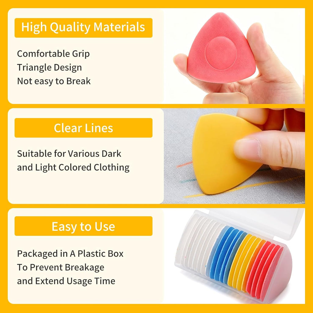 20 Pcs Tailors Chalk,Triangle Sewing Chalk for Fabric(4 Colors)