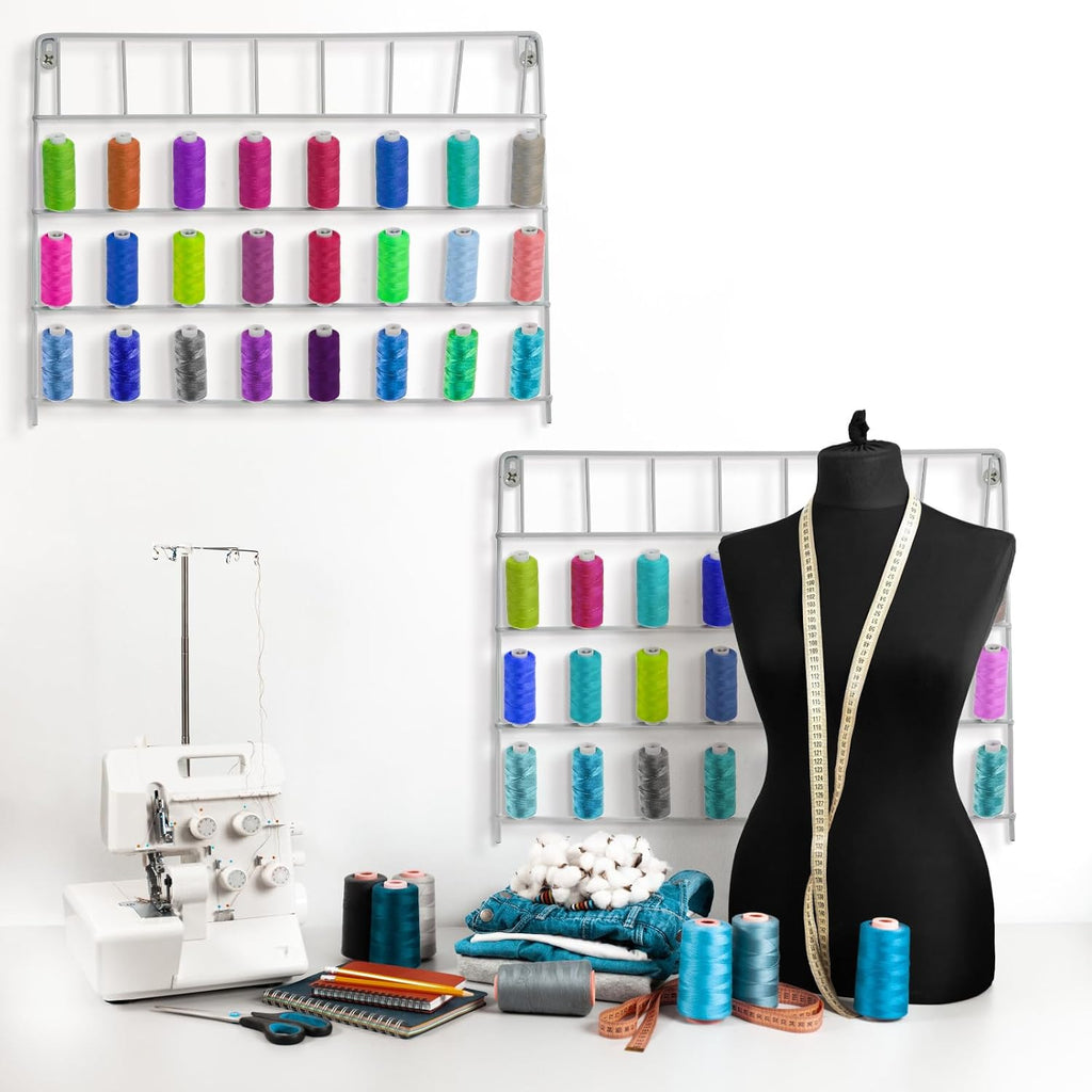 Tosnail 2 Pack 32 Spools Metal Thread Holder, Large Thread Racks, Wall