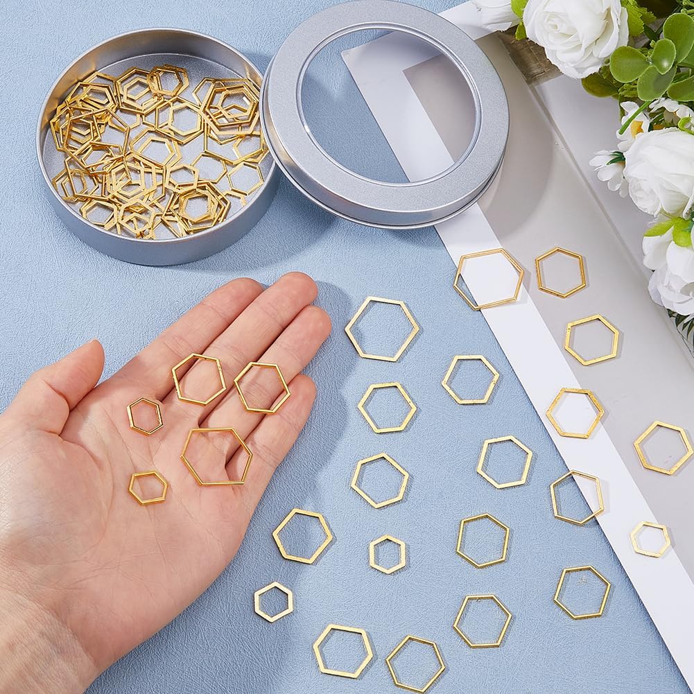 Hobbspring 80Pcs Metal Stitch Markers 3 Styles Hexagon Stitches