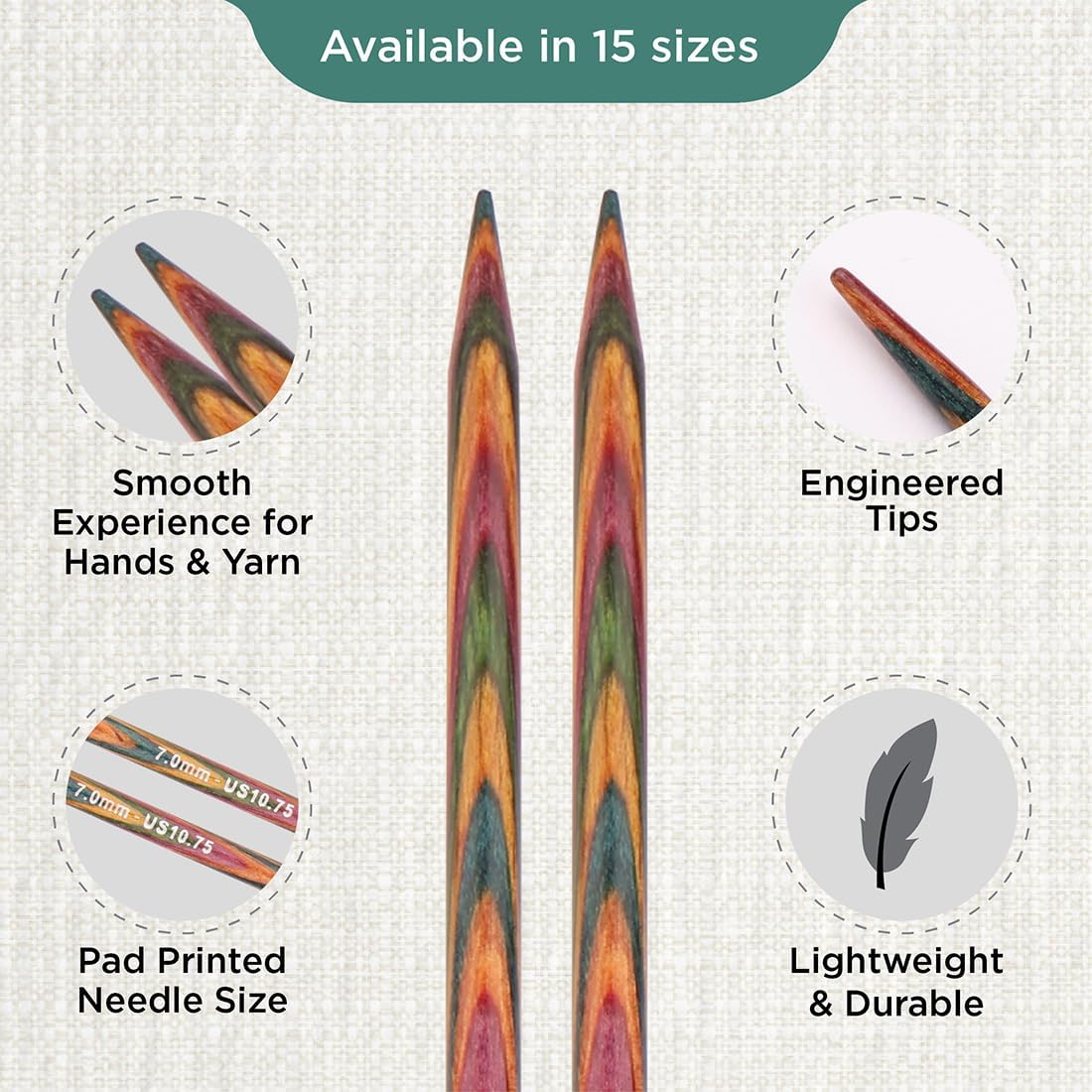 KnitPro Symfonie Single Pointed Needles 16" (40cm) | 7.00mm