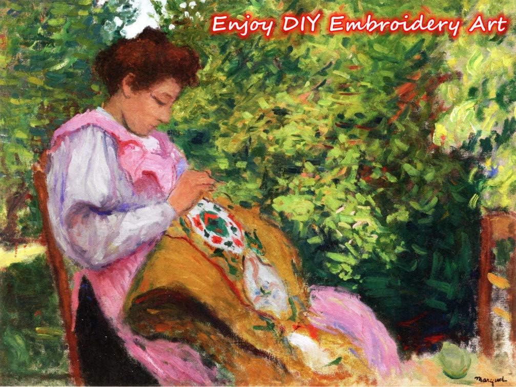 Abillyn Embroidery Starter Kit Colorful Flowers in Vase Stamped with