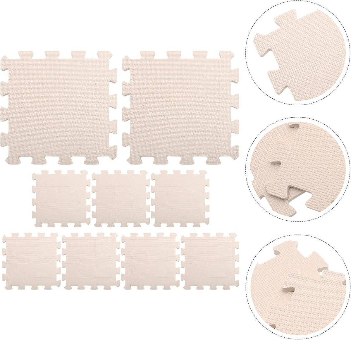 Portable Foam Knitting Blocking Mats Set, 9 Pieces Beige