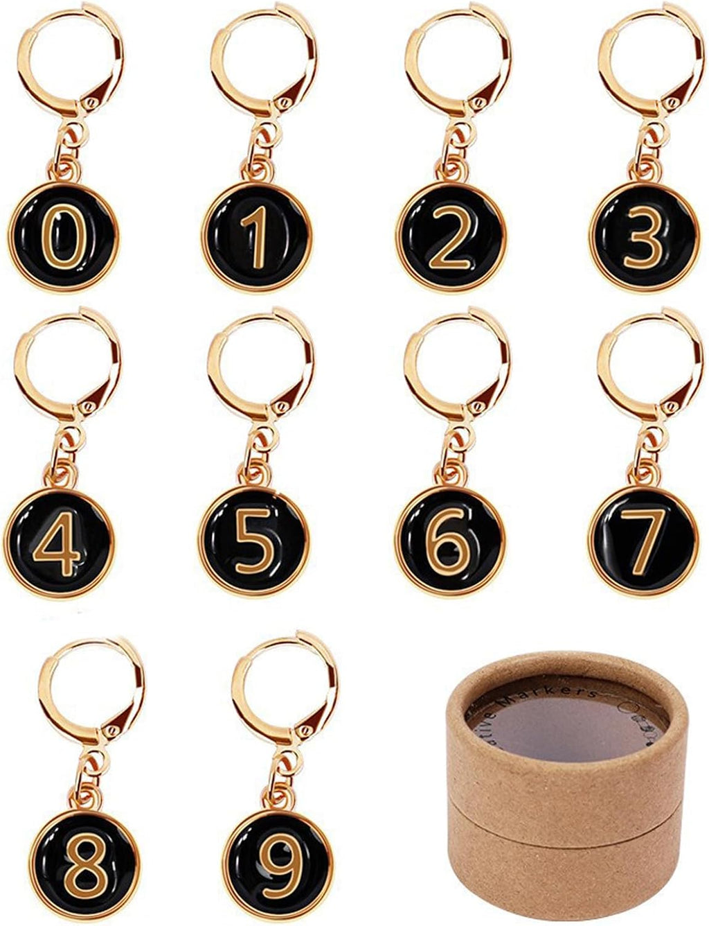 10 Pieces Alloy Number 0-9 Knitting Crochet Stitch Markers Charms