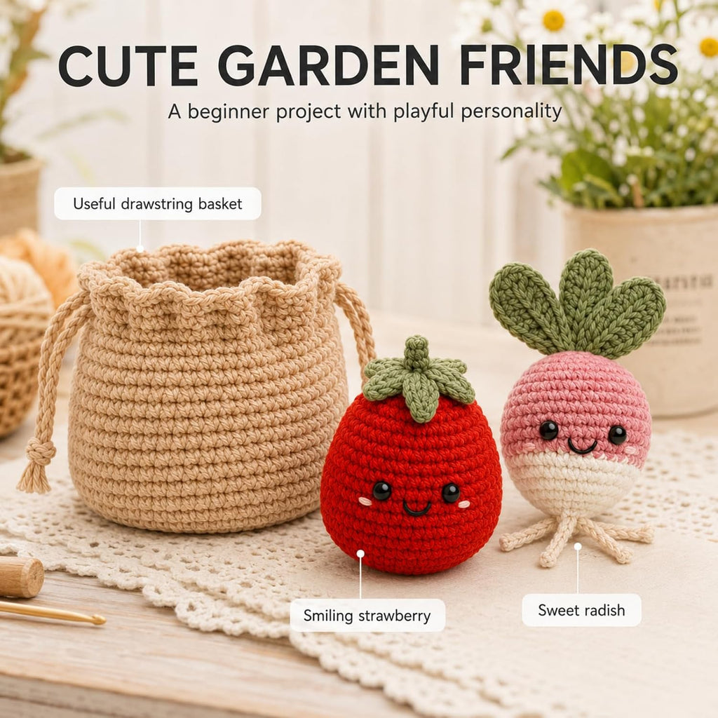 Yang Tuanjie Crochet Kit for Beginners, Strawberry Radish Basket Set
