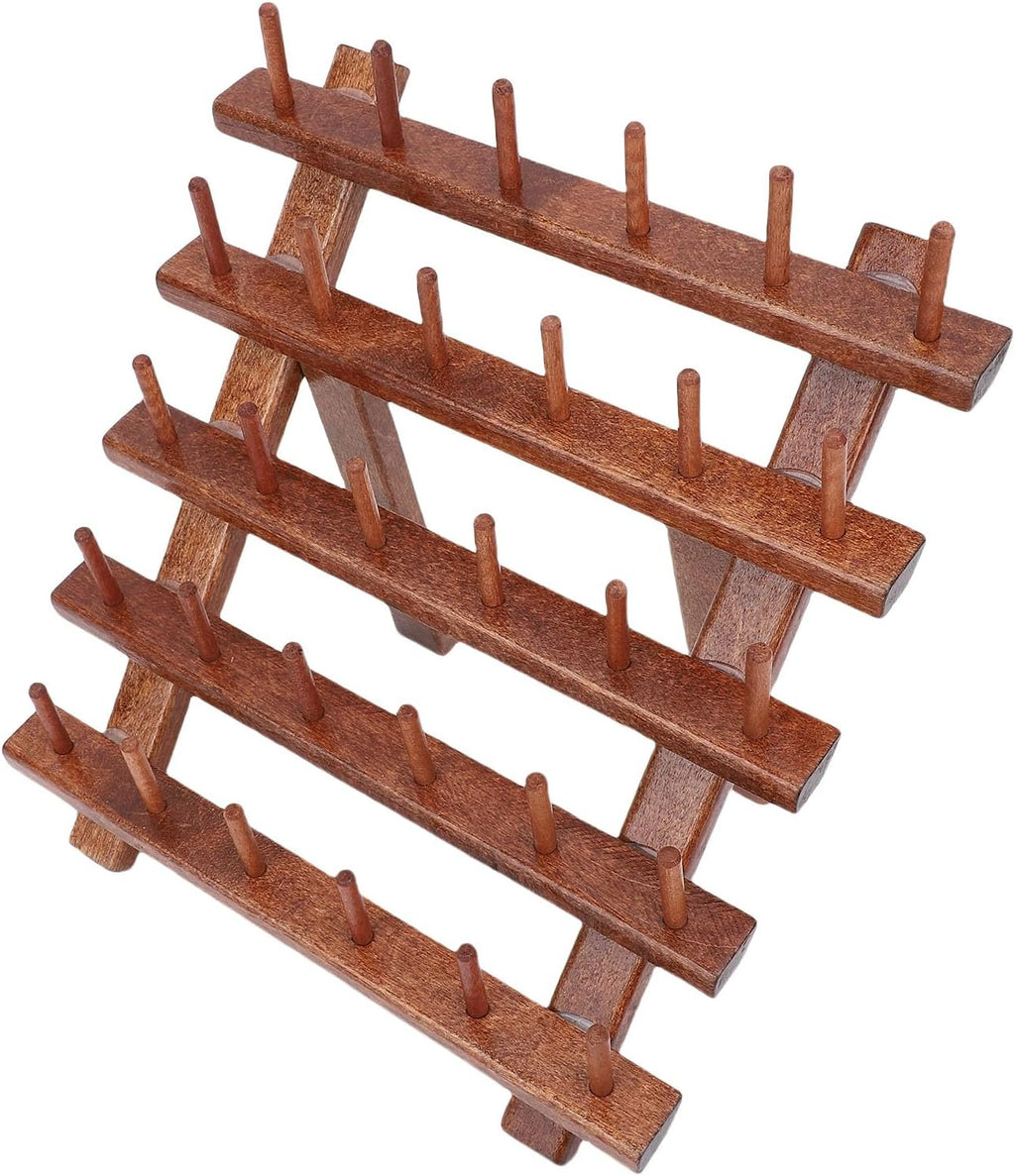 Yosoo Wooden Thread Holder Organizer, 30 Spool Foldable Pine Rack