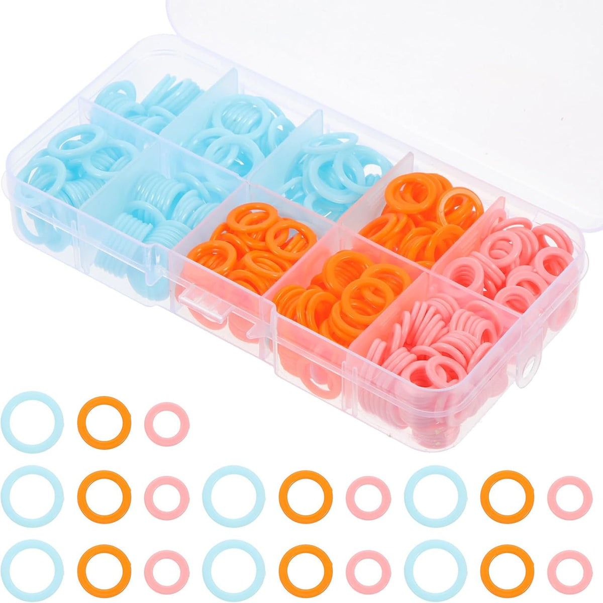 450 Pcs Knitting Crochet Stitch Markers, Color Coded Locking Rings