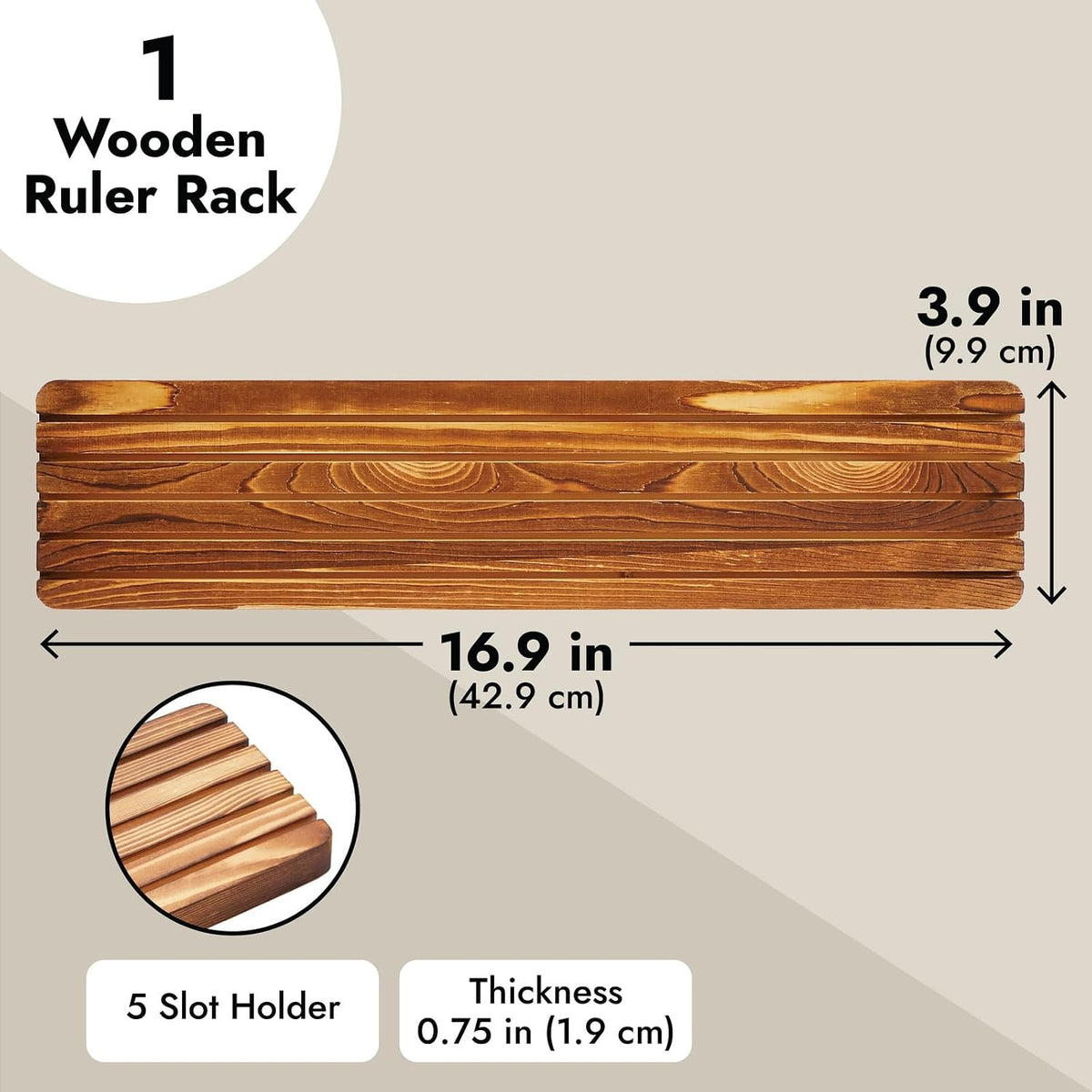 5-Slot Quilt Ruler Holder & Template Holder - 17 x 4 in, Clear Pine