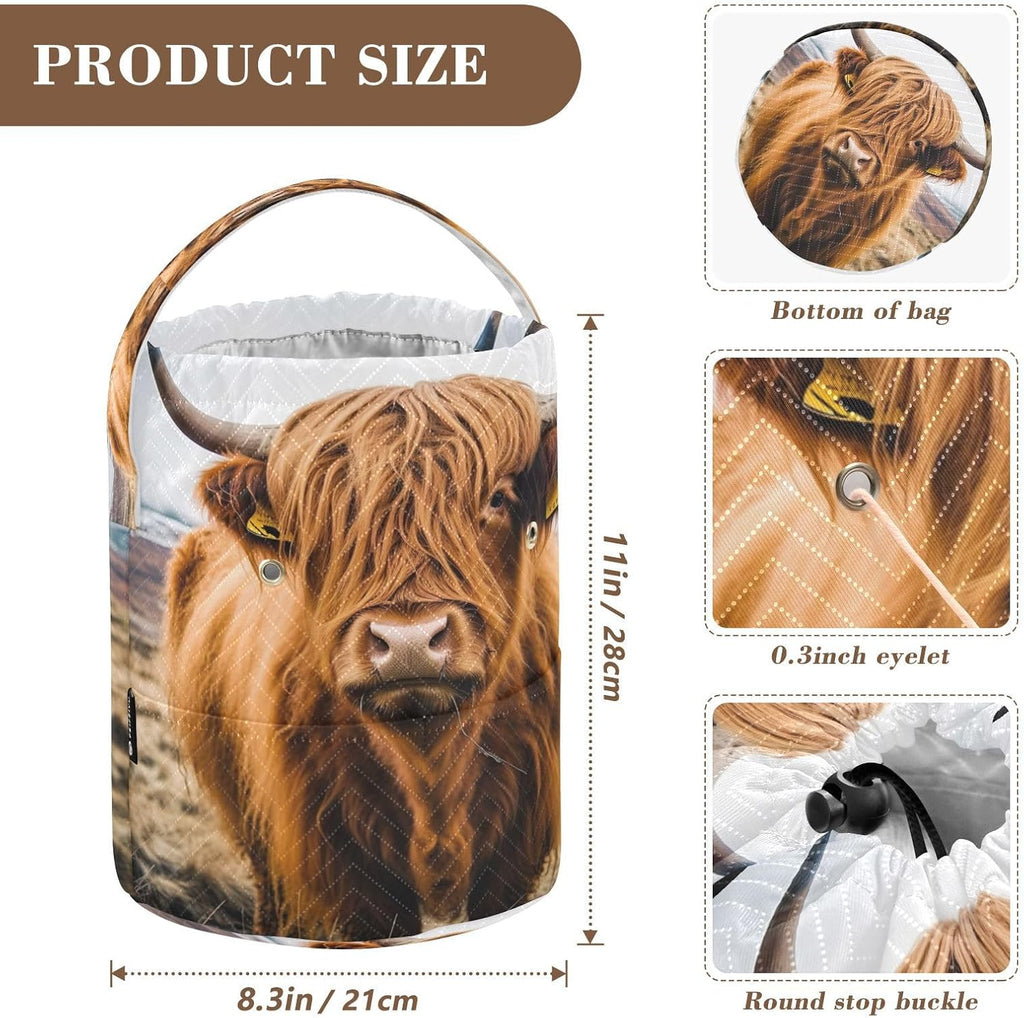 YETTASBIN Highland Cow Yarn Storage Bag, Large Crochet Knitting Bag