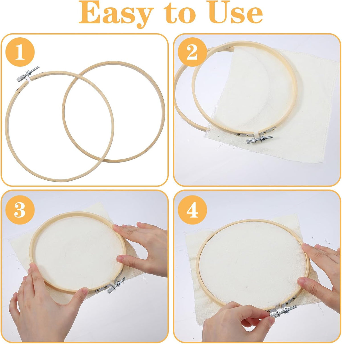 2 Pcs Wooden Embroidery Hoop, 6 Inch 8 inch Bamboo Embroidery Hoops