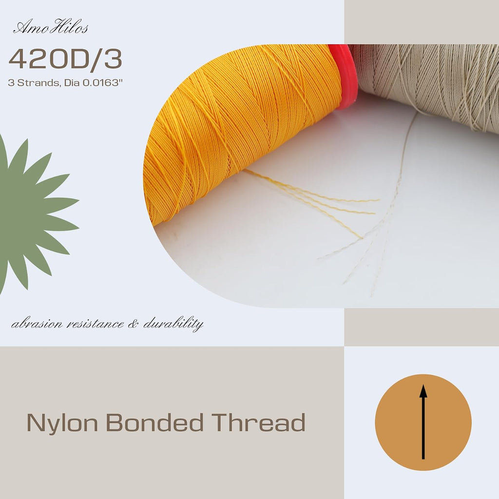 Heavy Duty Bonded Nylon 66 Sewing Thread 420D/3 T135#138 750 Yards for