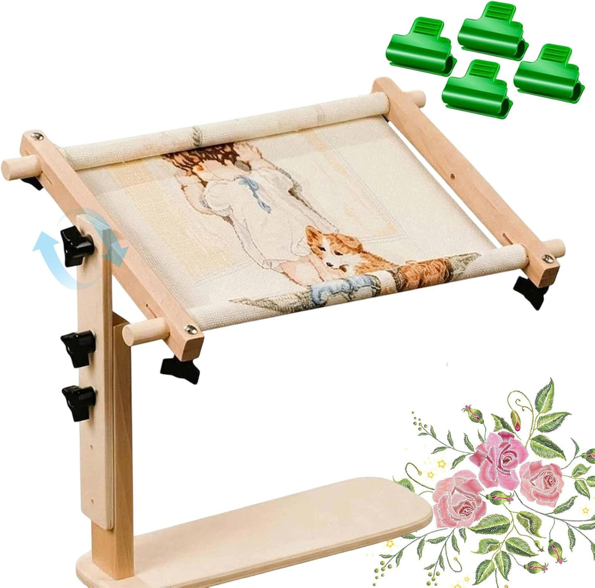 Adjustable Tabletop Embroidery Stand – Cross Stitch Frame Holder 360°