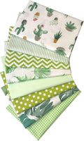8pcs 18 x 22inches (46x56cm) Cotton Fabric Cactus Pattern Pre-Cut