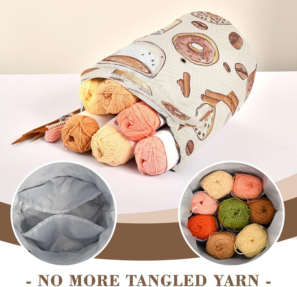 YETTASBIN Donut Yarn Storage Bag, Large Crochet Knitting Bag Organizer