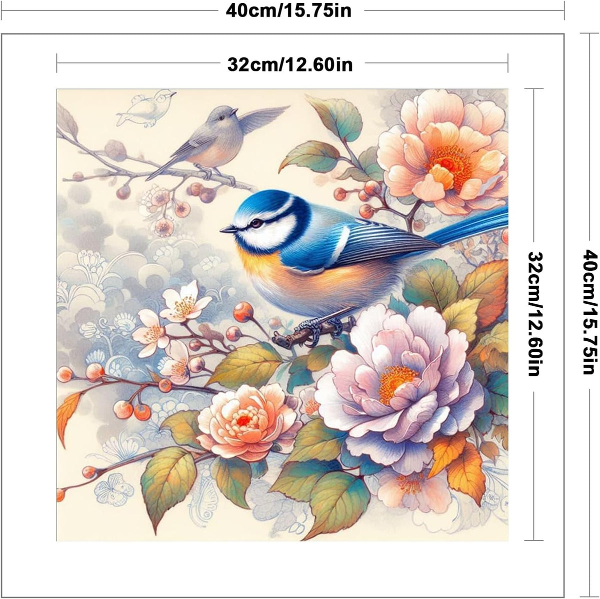 C'eitura Birds & Flowers 11CT Stamped Cross Stitch Kit - 15.75x15.75